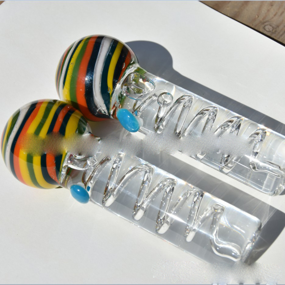

Transparent oiled glass pipe accessories 120mm multicolor oiling spoon smoking hand pipes for smoking