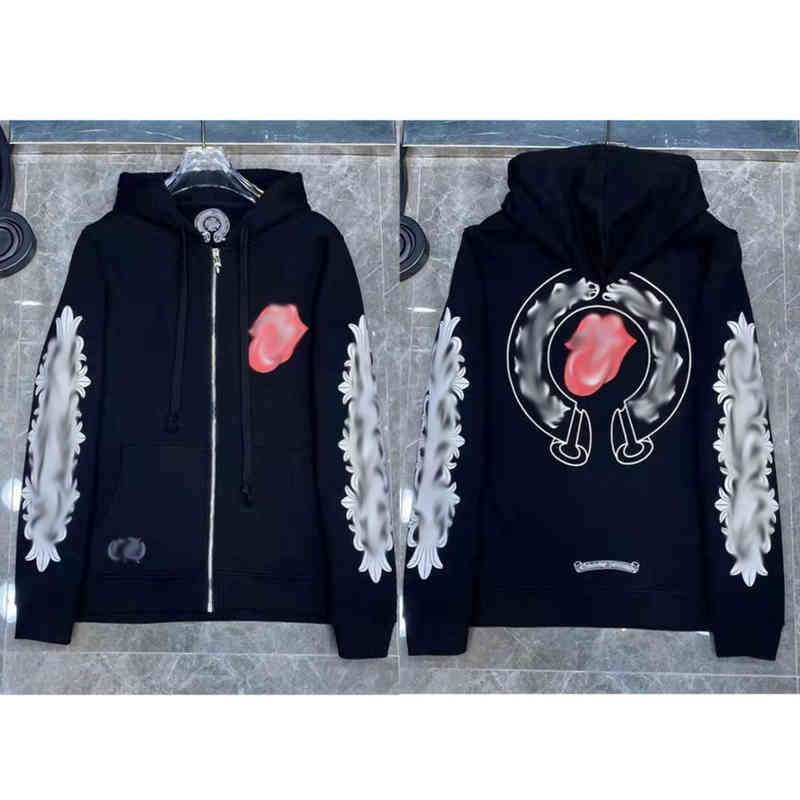 

Designer Fashion Mens Luxury Sweatshirts Designer Hoodies Ch Classic Zipper Hooded Sweater Cross Flower Pullover Sanskrit Pattern Casual Tops Coat new jacket, 12