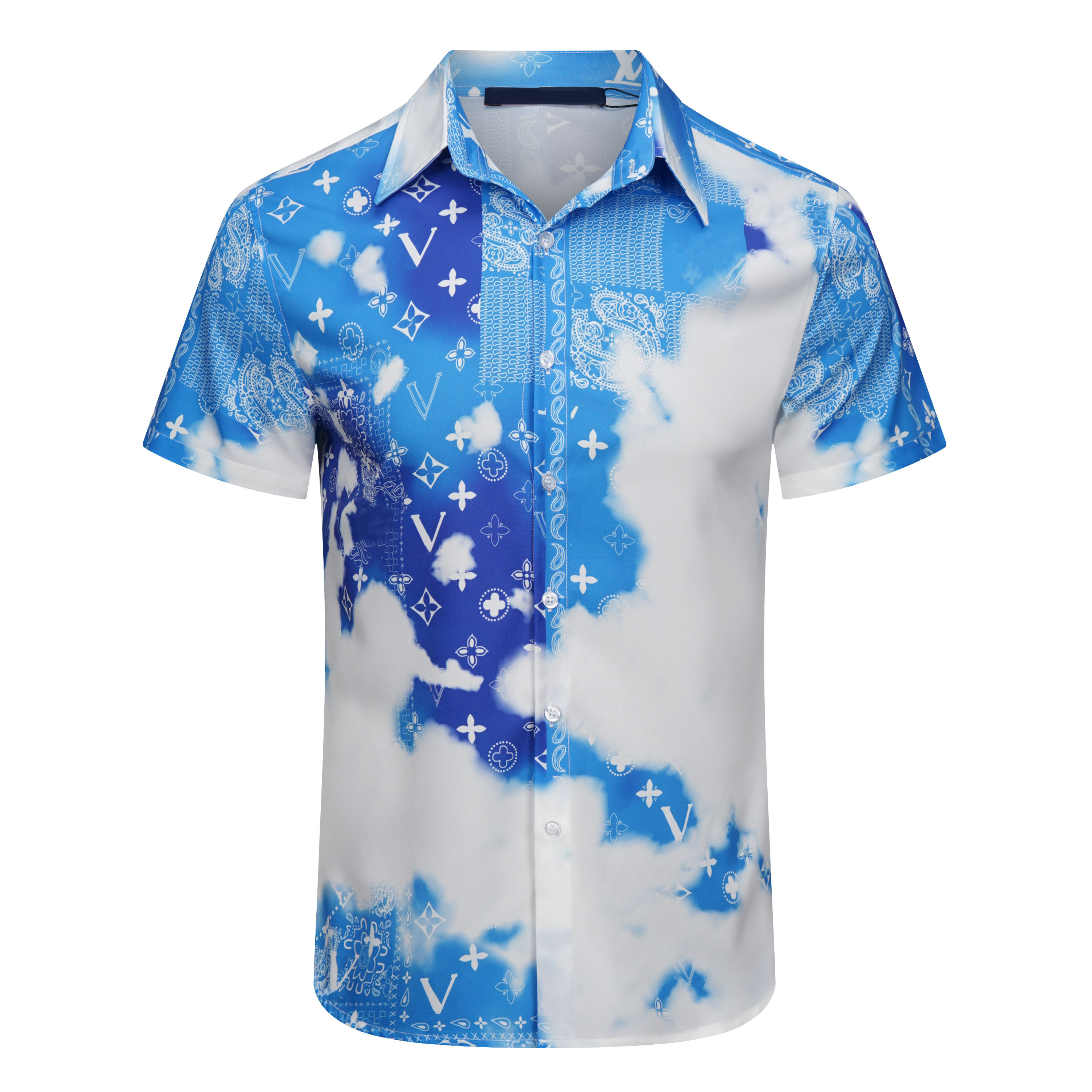 

2022 Men's T Shirts Designer Shirt Casual Fashion Hawaiian Floral Print Letter V Silk Bowling Shirt Asian Size M-3XL, Supplementary shipping