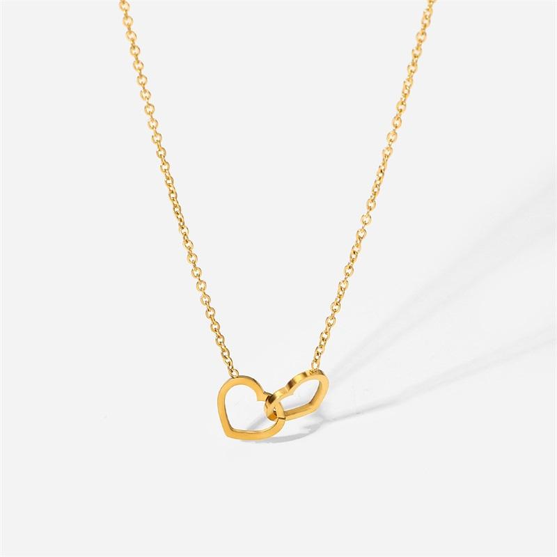 

Pendant Necklaces Trendy Fine Double Heart Connected Hollow Chain Necklace For Women Temperament Jewelry GiftPendant