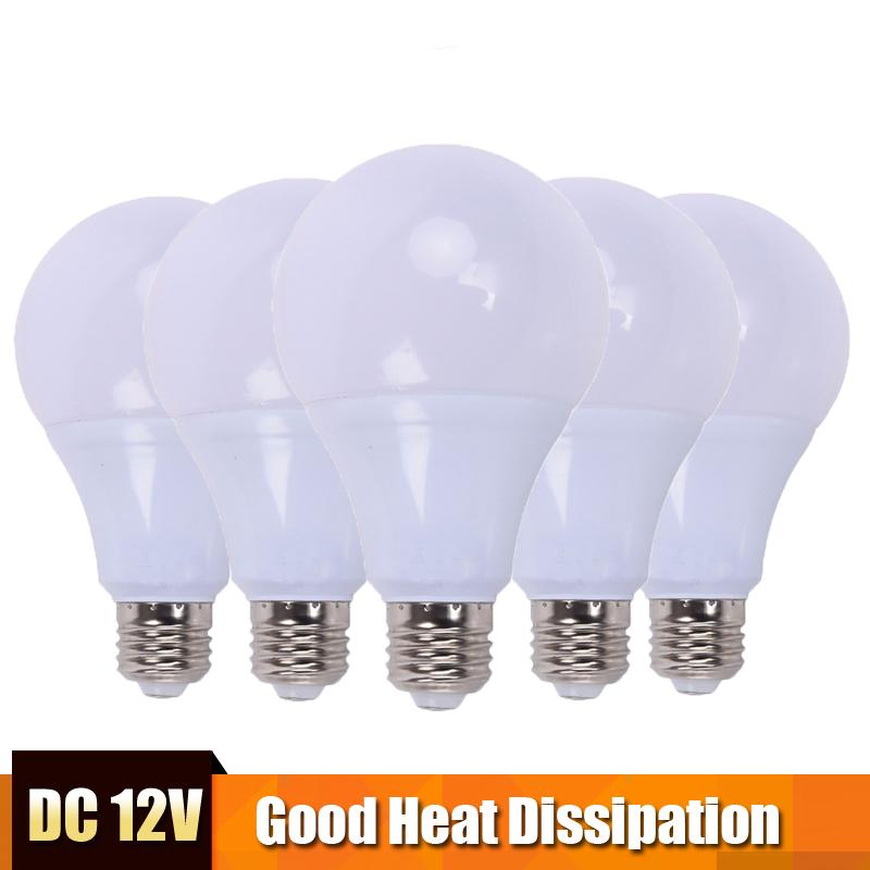 

Bulbs 5pcs LED 12V DC 15W 12W 9W 7W 5W 3W E27 Cold White Lamp Home Camping Hunting Emergency Outdoor Light LamparasLED