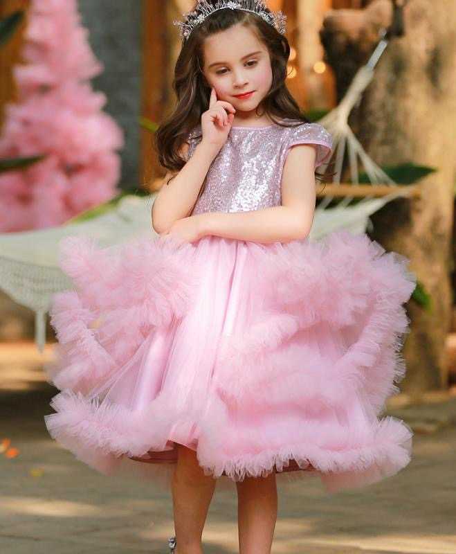 

Dresses Baby Girls Summer Kids Girl Sequined Princess Dress Sweet Children Party Clothes, Pink