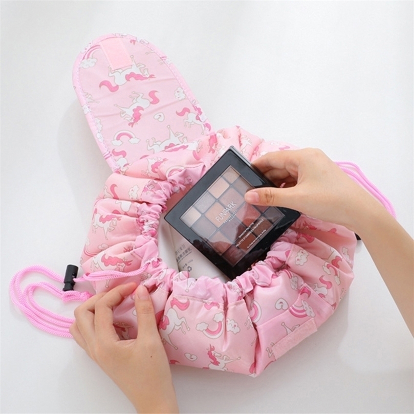

Women Drawstring Cosmetic Bag Travel Storage Makeup Bag Organizer Female Make Up Pouch Portable Waterproof Toiletry Beauty Case 220616, B light pink