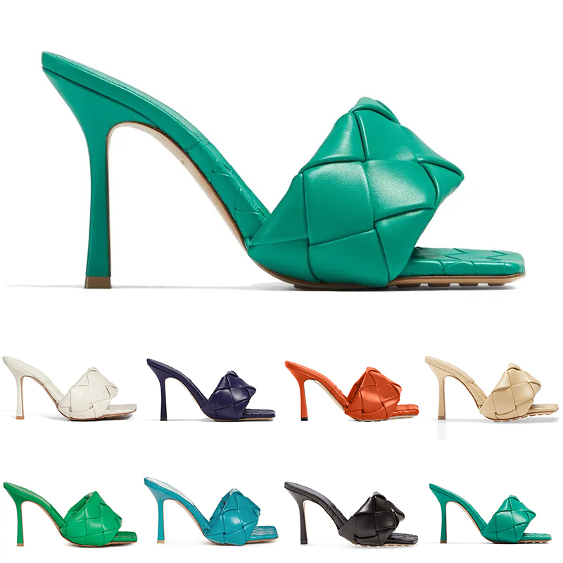 

Lido Slide Sandal Luxury Designer Slides Slippers high heel Leather Women Slider Sandals Rubber Sole white black Grass, Item #1