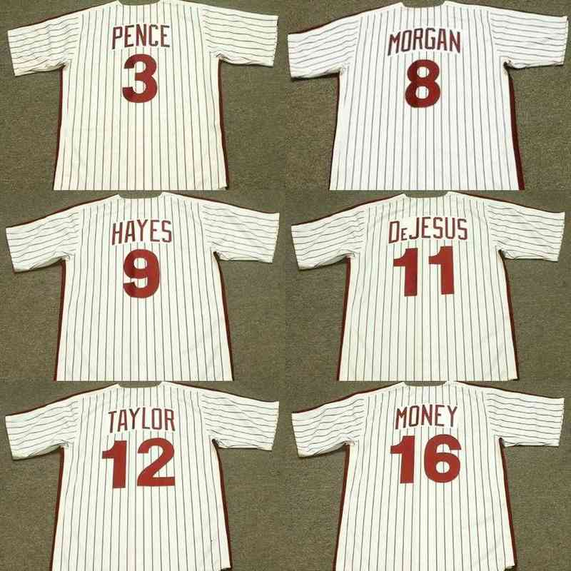 

Xflsp Men 3 HUNTER PENCE 8 JOE MORGAN 9 VON HAYES 11 IVAN DeJESUS 12 TONY TAYLOR 16 DON MONEY 1983 Baseball Jersey