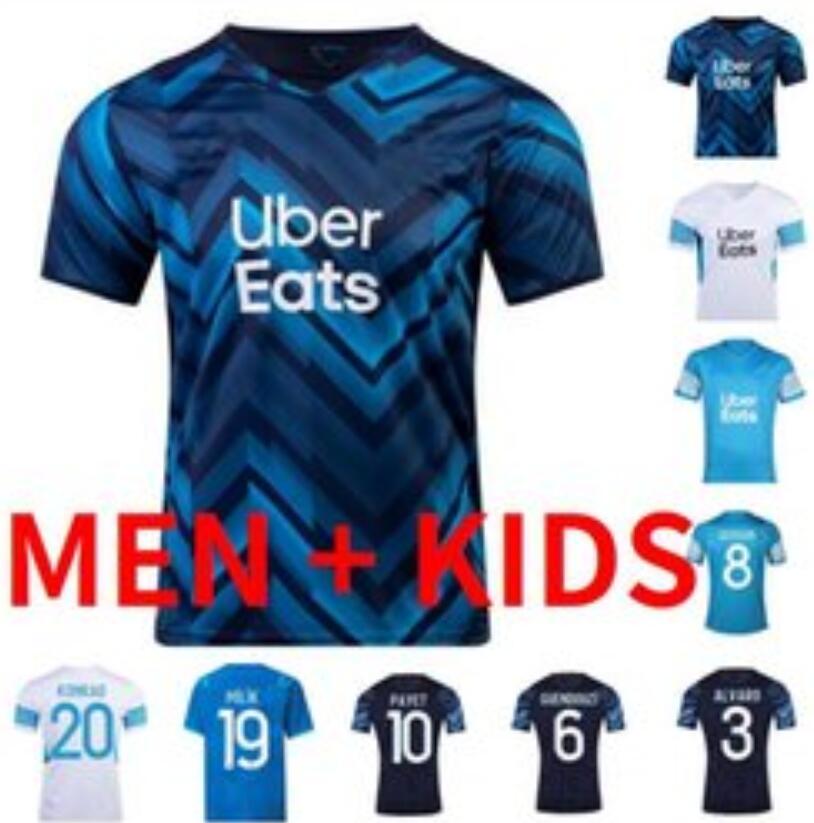 

GUENDOUZI 21 22 Olympique De Marseilles soccer jerseys 2021 2022 OM MILIK maillot foot UNDER BALERDI LUIS HENRIQUE KAMARA PAYET football shirts men kids kit