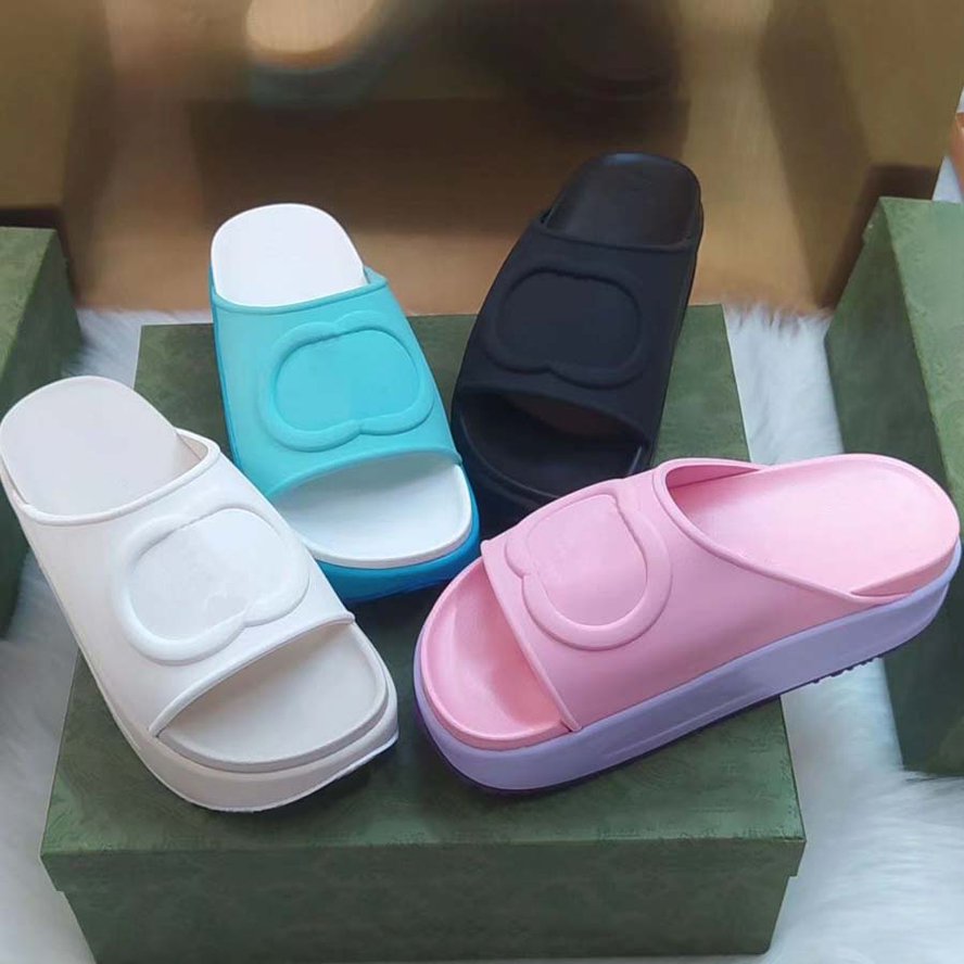 

Slipper Luxury Designer Sandal Lady Slides platform wedge rainbows summer slippers for Women men ladies brands dearfoam Rubber Beach pink black, #0