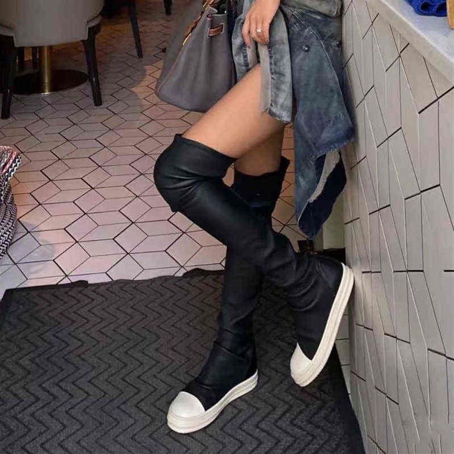 

Rick Hip Hop Ro Owens Women's High Boots Casual Snow Flats Shoes Autumn227c, Black