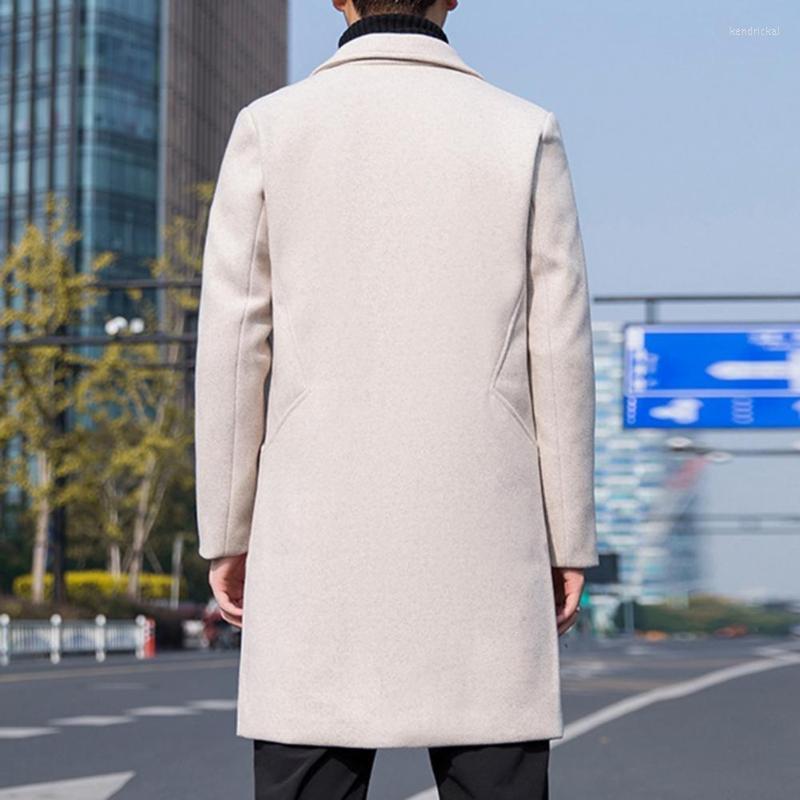 

Men's Trench Coats Male Simple Pure Color All Match Windbreaker Coat Autumn Winter Mid-Length Regular Sleeve For Daily Wear Kend22, Beige