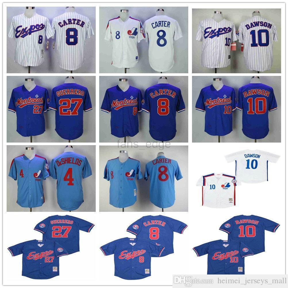 

Montreal Expos Jersey 27 Vladimir Guerrero 8 Gary Carter 10 Andre Dawson 4 Delino DeShields Breathable Pure Cotton Stitched Team High Qualit, As picture