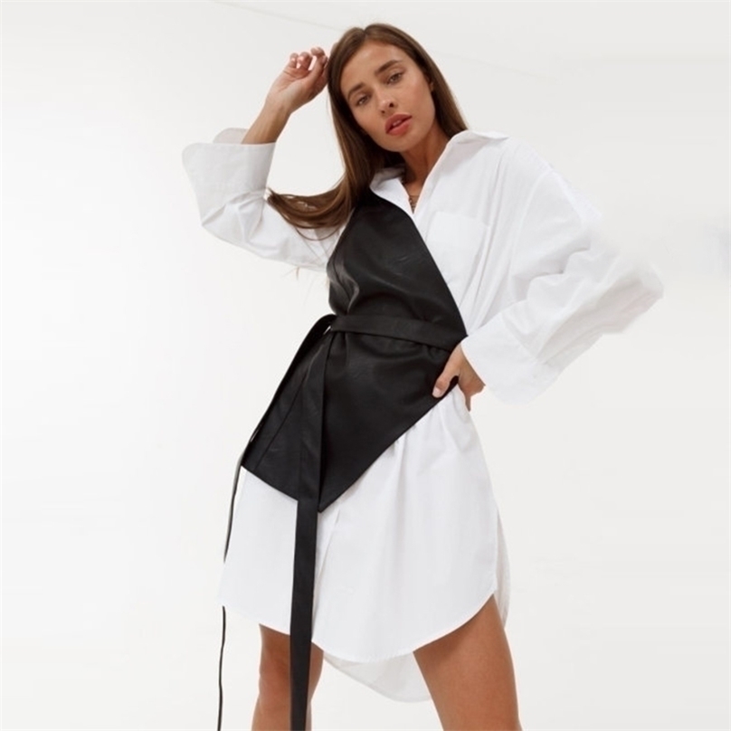 

Women's PU Vest Casual Solid Asymmetric Bandage Leather Office Lady Vintage All Match One Shoulder Chic Streetwear 220318, Only pu vest-black