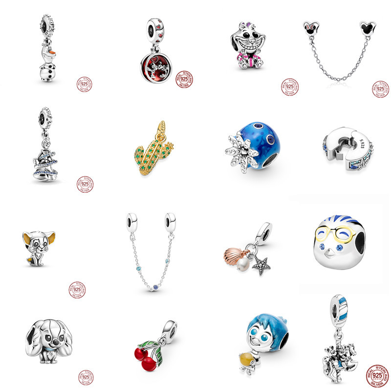 

Hot Designer s925 Sterling Silver Loose Beads Luxury Beaded Bracelets Mouse Octopus Original Fit Pandora Charms Safety Chain DIY Fashion Pendant Women Jewelry Gift