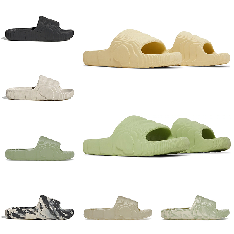 

men women designer slippers Adilette 22 Slides summer fashion sandals Black Grey Desert Sand Magic Lime Glow Green mens outdoor indoor non-slip shoes