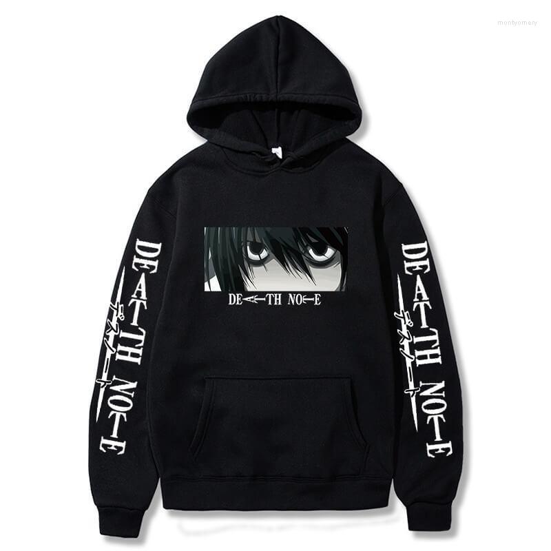 

Men's Hoodies & Sweatshirts Death Note Hoodie Kira L Lawliet Eyes Anime Print Harajuku Long Sleeve Korean Fashion Couple PulloverMen's Mont2, Black5