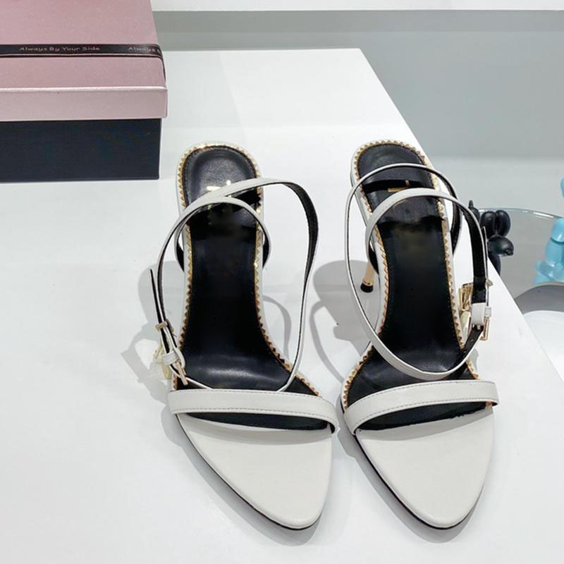 

Padlock Pointy Naked High Heel Sexy Party Sandals Toe Ankle Lady Shoes Real Leather Denim Luxurious Bride Wedding Stiletto, 16