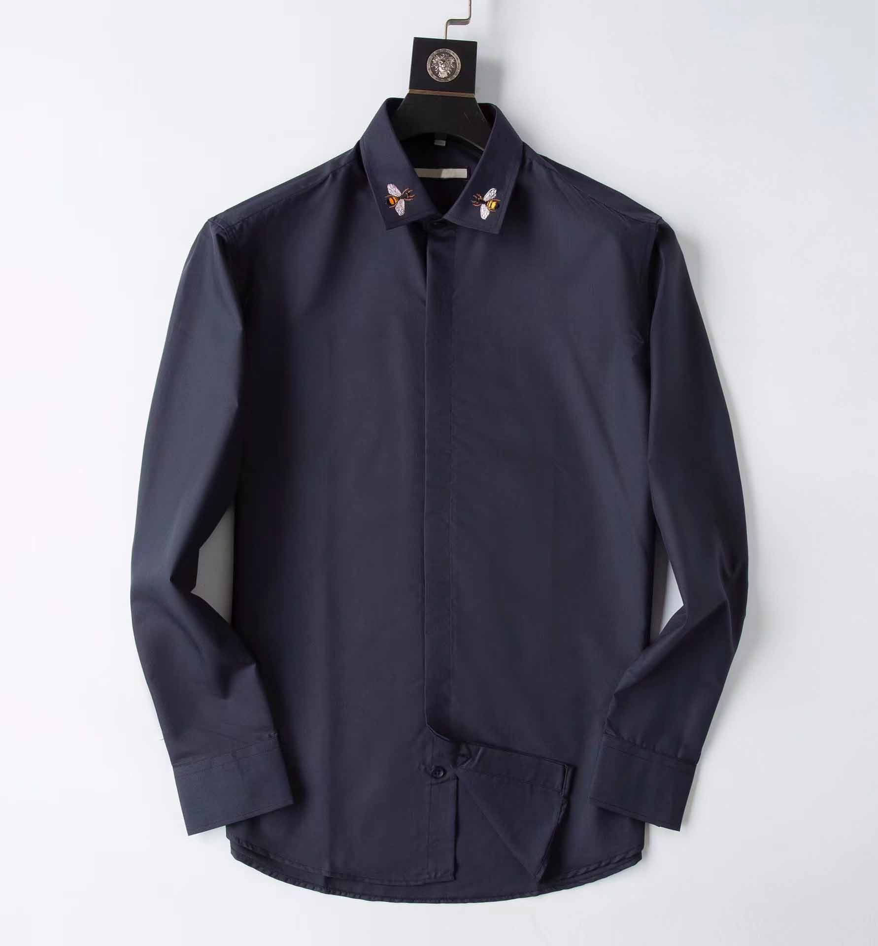 

Designer Mens Dress Shirts Fashion Casual Shirt Brands Men Shirts Spring Autumn Slim chemises de marque pour hommes, Black