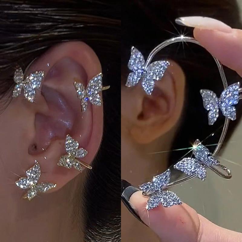 

Clip-on & Screw Back Butterfly Ear Clips Earrings Non-Piercing Tassel Fake Cartilage Clip Elegant Fashion Women Wedding Party Jewelry Gifts