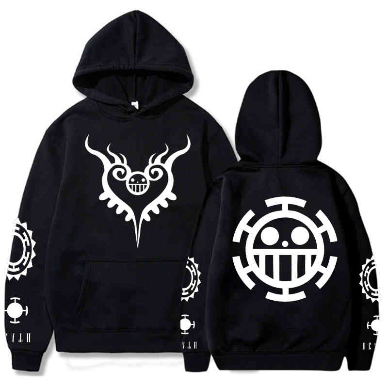 

One Piece Hoodie Loose Unisex Law Printing Pullover, Black