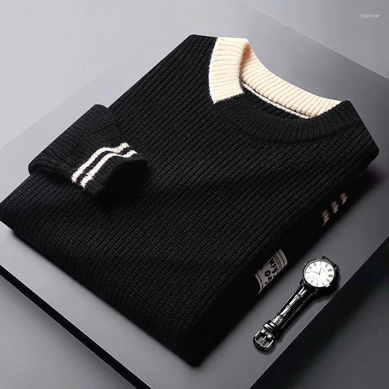

Men's Sweaters Winter Thick Sweater Men Top Quality Harajuku Fashion Pullover Clothing Soft Warm Pull Homme 2022 Knitted Jumper ManMen's Olg, Black