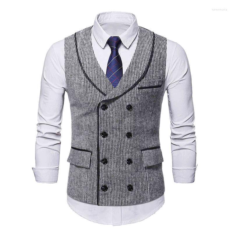 

Men's Vests Mens British Gentlemen 8 Buttons Vertical Striped For Male Slim Fit Mans Suit Sleeveless Waistcoat Vest Or Tuxedo Kare22, Gray