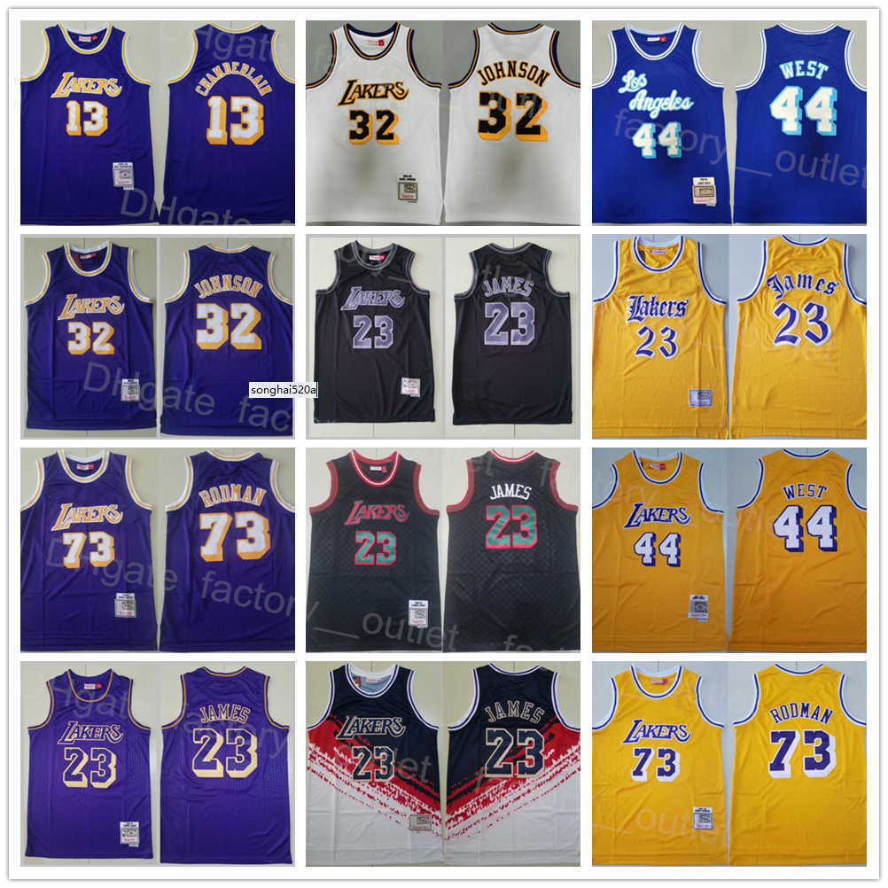 Mitchell and Ness Basketball Retro Dennis Rodman Jersey 73 Vintage Wilt Chamberlain 13 LeBron James 23 Jerry West 44 Johnso''nba'&
