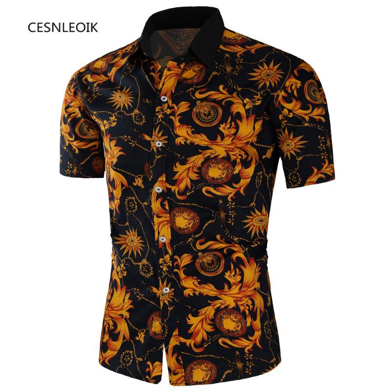 

Men's Casual Shirts Fashion Mens Short Sleeve Hawaiian Shirt Summer Floral For Men Asian Size -XXL C31, White;black