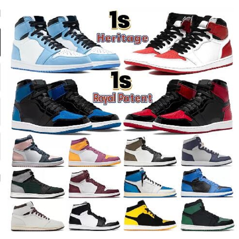 

Mens 1 high OG basketball shoes 1s Heritage University Blue royal patent bred Atmosphere dark mocha Brotherhood shadow UNC twist boots men women Sneakers trainers, #41