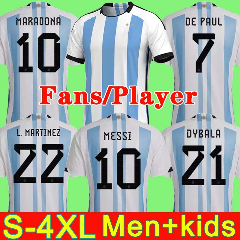 

Argentina soccer Jersey 2022 woRLD CUp DYBALA AGUERO MARADONA DI MARIA MESSIs football shirt 22 23 fans player version Men Kids kit sets uniforms, 2022 home men