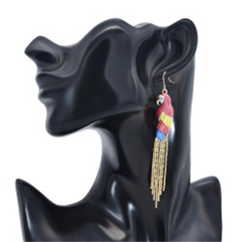 

Dangle & Chandelier Fashion Color Parrot Earring Metal Chain Tassel Long Animal Earrings For Women Street Shooting Show Trend Jewelry