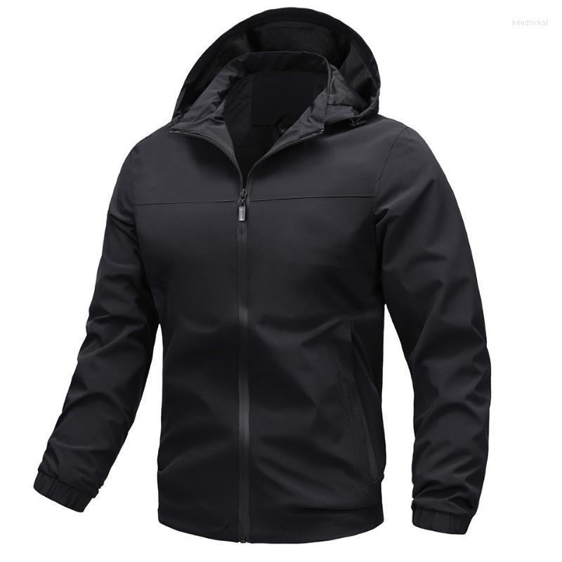 

Men's Trench Coats Autumn Windbreaker Men Jackets Solid Color Removable Hooded Coat Waterproof Outdoor Outwear Hoodies Bomber Jacket MY507 K, Navy blue