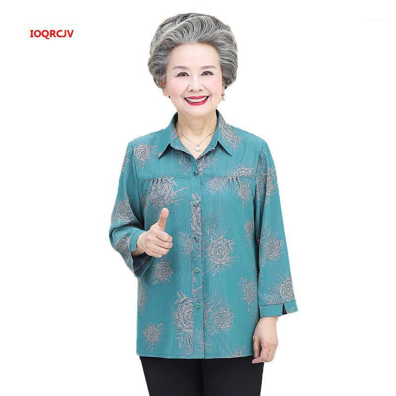 

Women's Blouses & Shirts Spring Autumn 60-70 Middle Aged Old Mother Print Long-Sleeved Shirt Plus Size 5XL Women Tops Blouse Grandma Cardiga, Sun flower 1