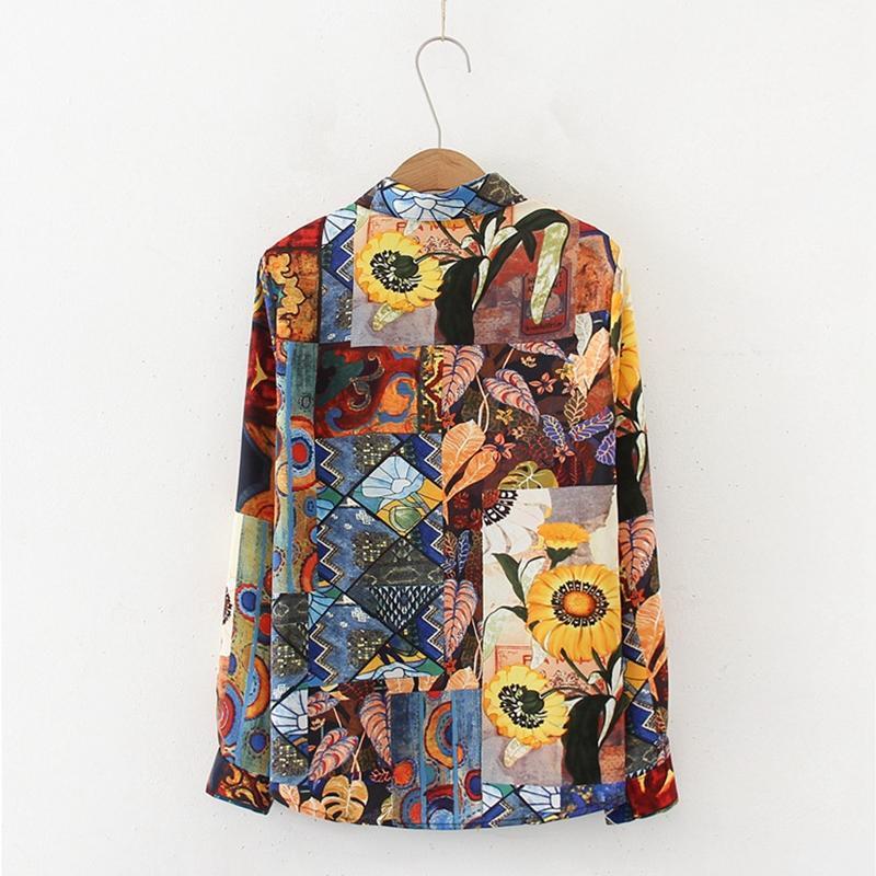 

Women' Blouses & Shirts Woman Casual Printed 2022 Spring Summer Trend Fashion Long Sleeve Top Button Up Shirt Vintage Style Kawaii Clothing, B045-3
