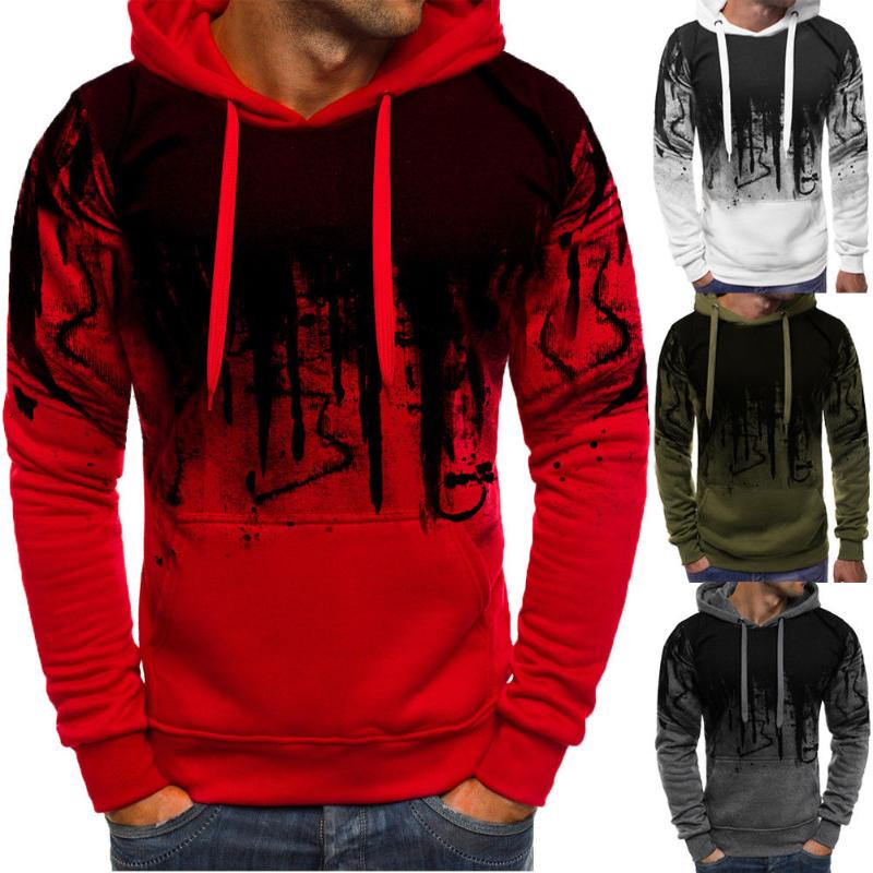 

Men's Hoodies & Sweatshirts Men Spring Fashionable Pattern Long Sleeve Hoodie Casual Straps Outfit Loose Big Pocket Pullover Wild Fashion To, Gray