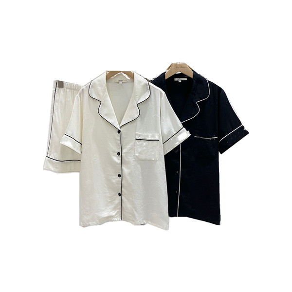 

Luxury Brand Sleepwear Cotton Printed Letters Pyjamas Fashion classic V neck sleepwear sets embroider sleepwearfor men women high quality, White
