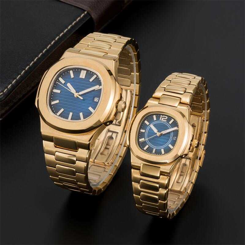 

mens automatic mechanical replicas watches silver strap blue gold brand watch stainless waterproof wristwatch montre de luxe lady watches, Sapphire crystal
