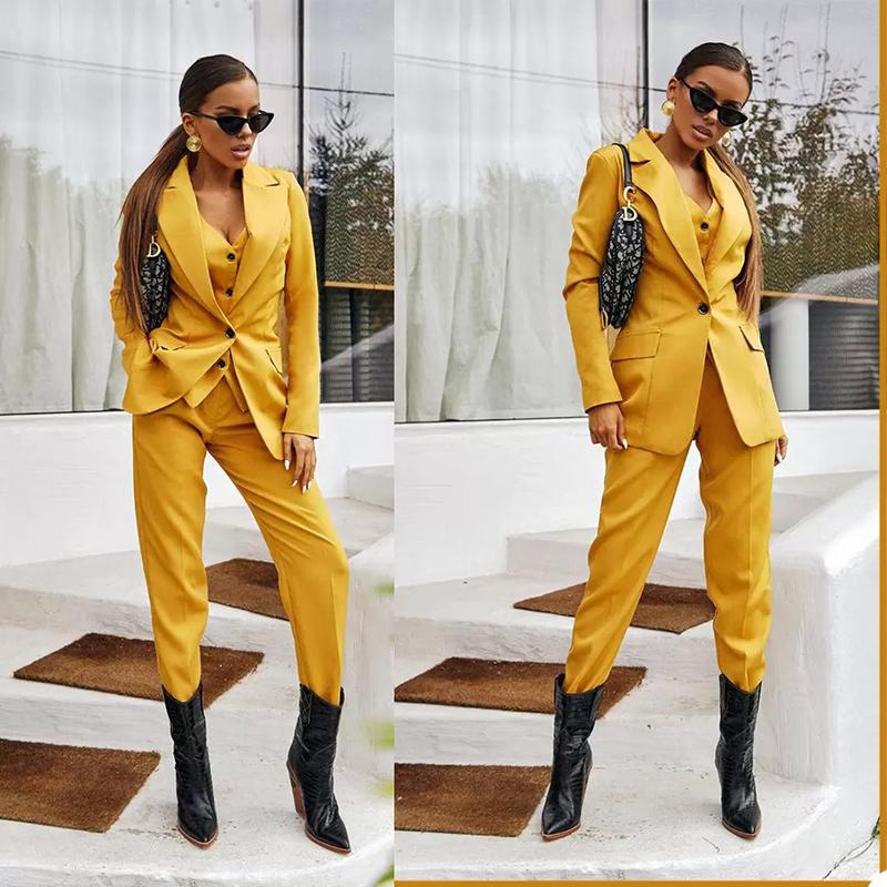 

Women's Two Piece Pants Suit For Women Business Formal Blazer Vest Yellow Overalls Party Tuxedo Female 3 SetWomen's, Royal blue