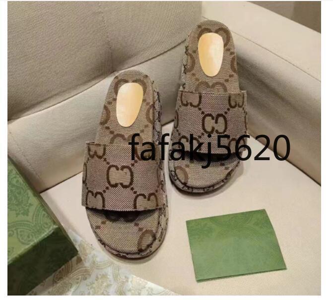 

G2356 Fashion Mens Womens Sandals Slippers Slide Designer Luxury Flat High Heels Flip Flops Shoes Embroidered Platform Rubber Sandal Leather Shoal Casual Shoe 35-44, Brick red