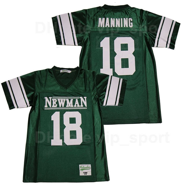 

C202 Sport Football High School 18 Peyton Manning Isidore Newman Jersey Team Color Green Breathable Pure Cotton All Stitched Top Quality On Sale, 2 blue