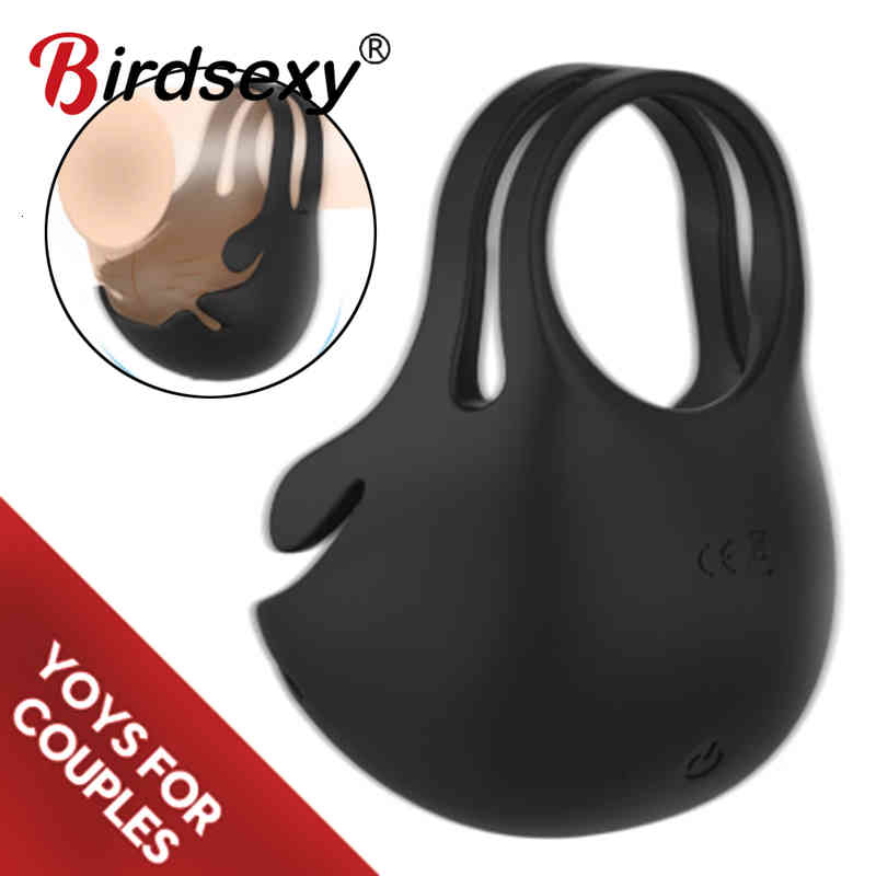 9 Cock Vibrator Modes Vibrating Penis Ring Dildo Sex Toys for Men Scrotum Massager Male Chastity Cage Testicle Bondage Vibrators Q7Q2-image-786186672