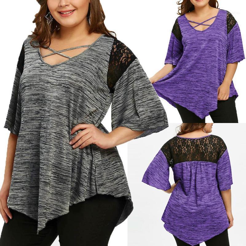 

Women's Blouses & Shirts Womens Plus Size Lace Patchwork Shirt Tops And Short Sleeve Big Blusas Femininas Mujer De Moda 2022 #T1G, Pp