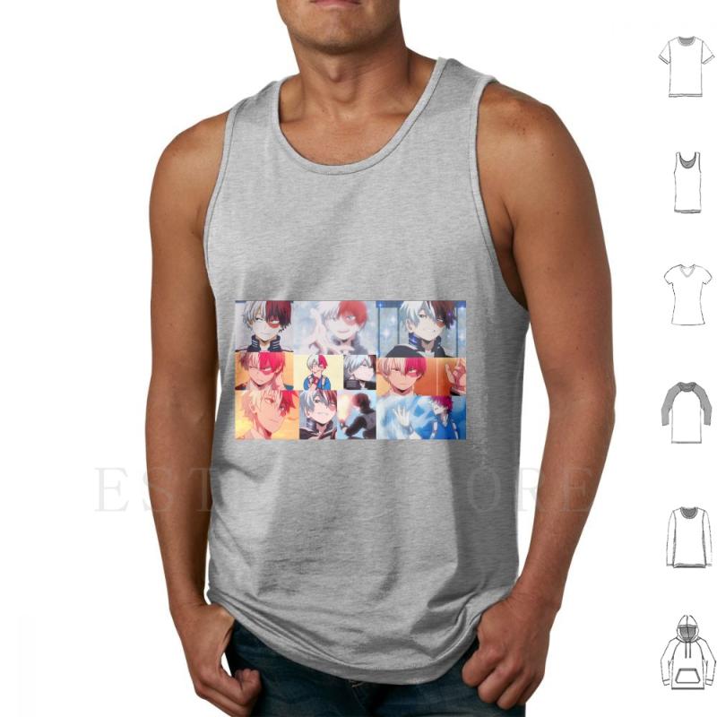 

Men' Tank Tops Shining So Collage Vest Cotton Todoroki Bnha Mha Prince, White;black