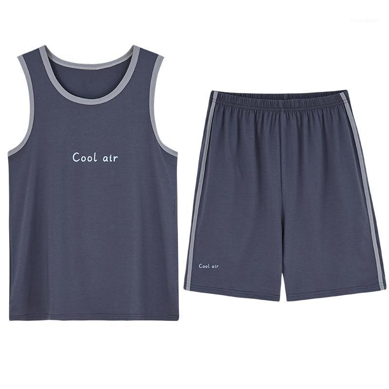 

Men's Sleepwear Summer Modal Men Pajamas Set Vest Man Round Neck Casual Soft Loose Plus Size 3XL Male Homewear Clothing, Hbn925