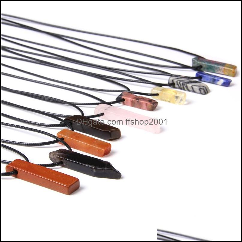 

Pendant Necklaces Reiki Healing Irregar Stone Pillar Crystal Quartz Necklace Leather Chains For Men Women Fashion Jewelr Ffshop2001 Dhjhj