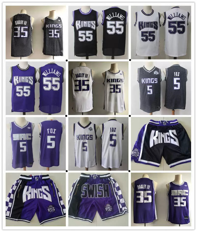 

Mens Sacramento''Kings''Jersey De'Aaron 5 Fox Marvin 35 Bagley III Jason 55 Williams Basketball Shorts Basketball Jerseys, Color