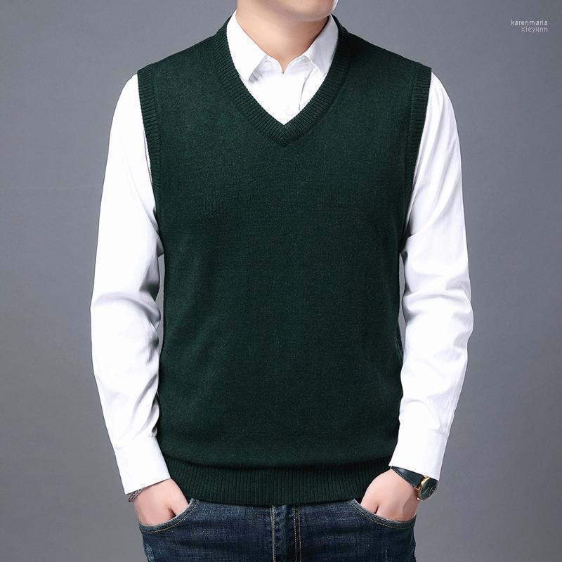 

High Quality Autum Winter Fashion Brand Knit Sleeveless Vest Pullover Mens Casual Sweaters Designer Woolen Mans Clothes Men's Vests Kare22, Black