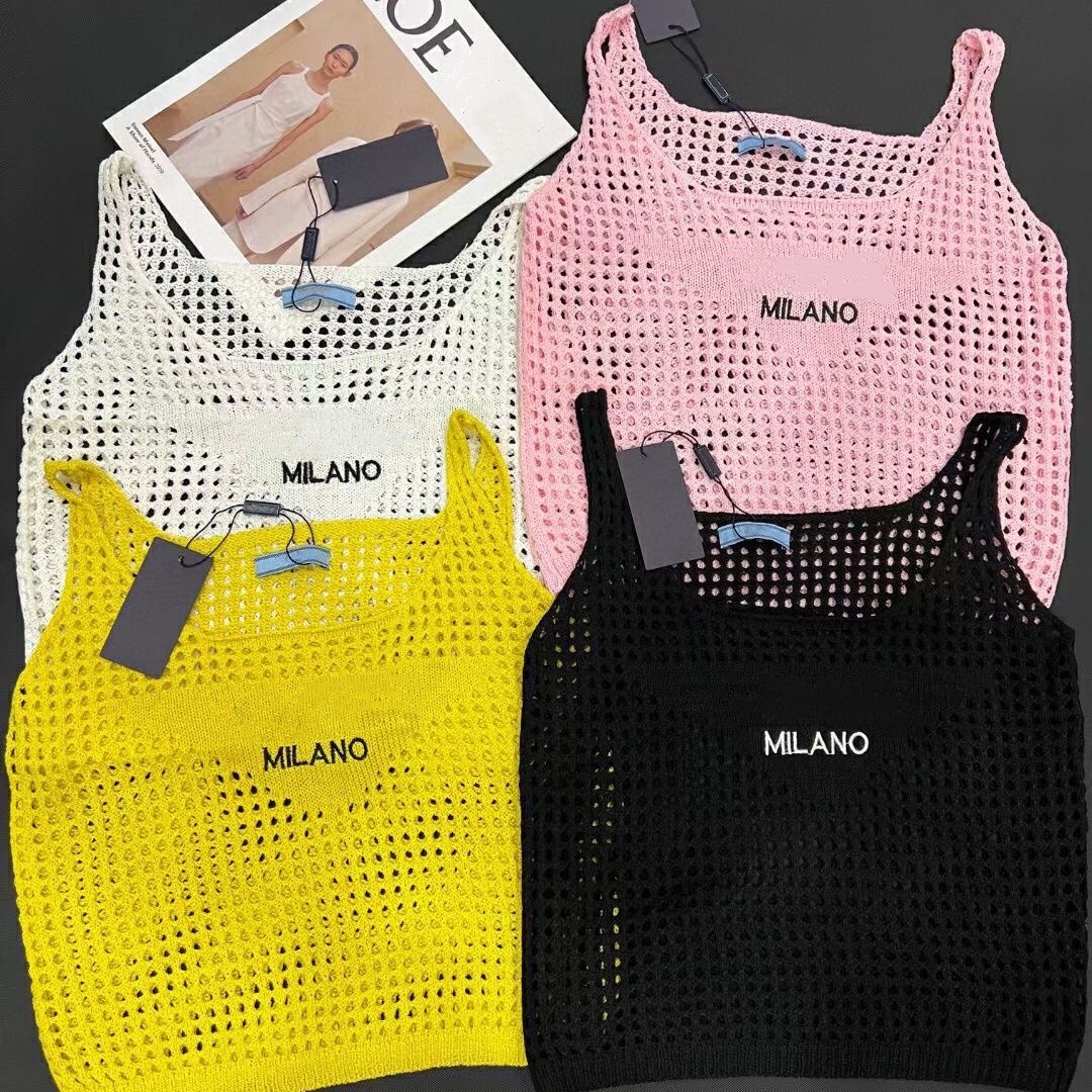 

The latest summer designs Women knits T-Shirt fashion trend sexy pink embroidery letters loose super cool wide shoulder strap vest