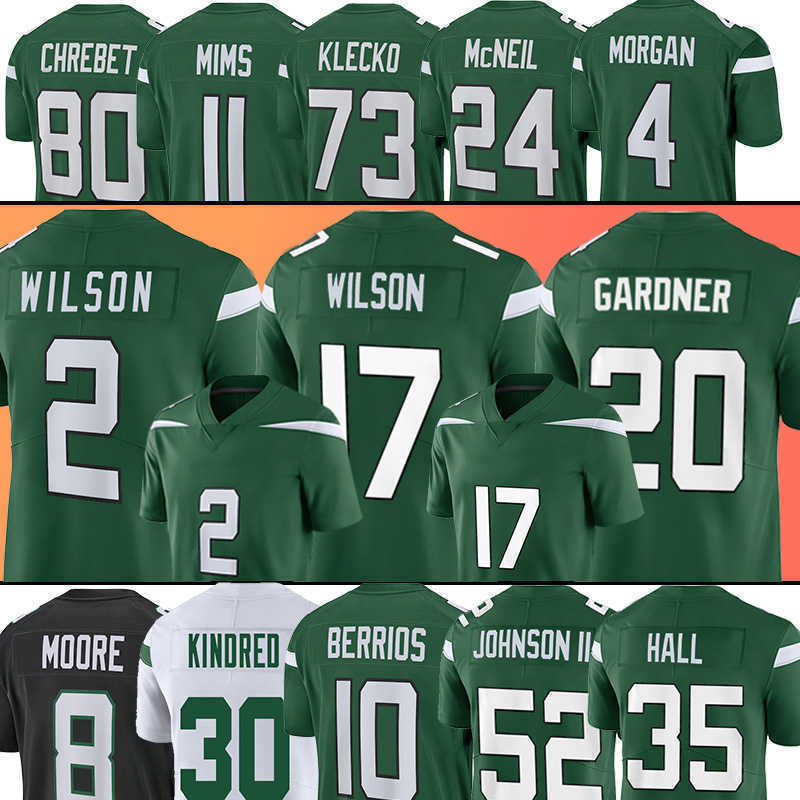 

20 Sauce Gardner New York''Jets''2 Zach Garrett Wilson Football Jerseys Elijah Moore Jermaine Johnson II Breece Hall Braxton Berrios Quinnen, Men(pen qi jia)