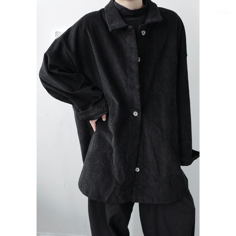 

Male Women Japan Korea Streetwear Hip Hop Vintage Fashion Shirt Coat Men Loose Casual Long Sleeve Corduroy Jacket Men' Shirts, C1801 apricot