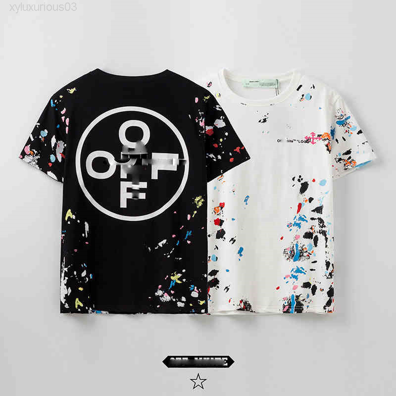 

Men' T-shirt Polo Shirt Offs White Sleeve Fireworks Hot Short and Loose Women' Summer 2022 Ladies Designer, Black