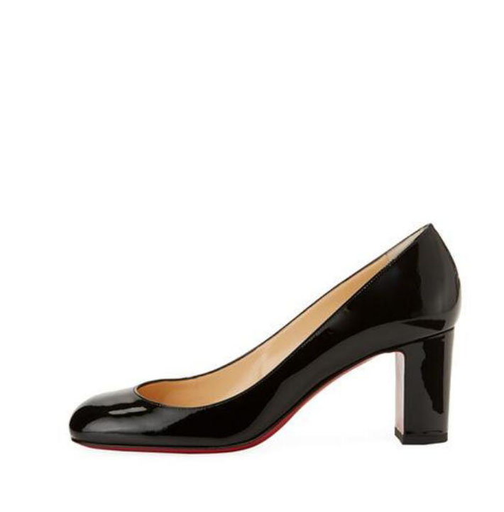 Chaussures habillées pour femmes pompe sandale semelle rouge talons hauts cadrillla brevet cuir carré orteil pompes femme talon épais à talons ba